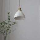 Helnys Ceramic LED Pendant Light Fixture with Brass Knob Switch