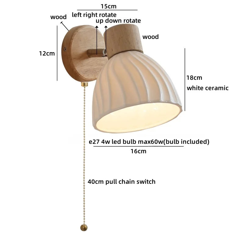 Helnys Ceramic LED Wall Sconce Lamps | Japanese Style Indoor Art Wall Lights