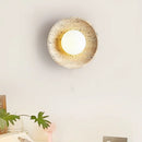 Helnys Modern White Glass LED Wall Lights with Wood Base and Pull Chain Switch