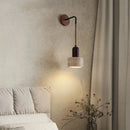 Helnys Wood Yellow Stone Shade LED Wall Light with Pull Chain Switch