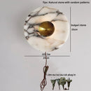 Helnys Round Bulgari Stone Shade Pull Chain Switch LED Wall Lamp for Luxury Living Room