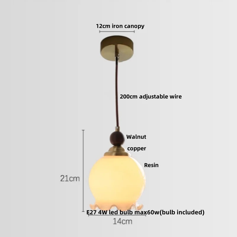 Helnys Glass & Wood LED Pendant Light - Modern Nordic Kitchen Cafe Bar Lamp