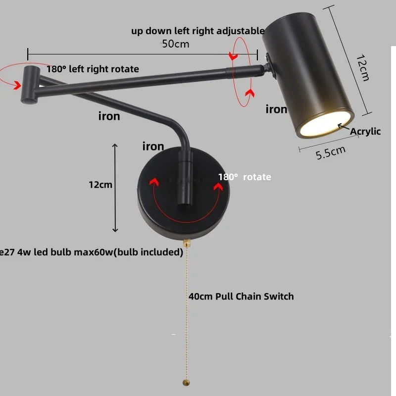 Helnys Acrylic Iron LED Wall Lamp Modern Dining Room Fixture
