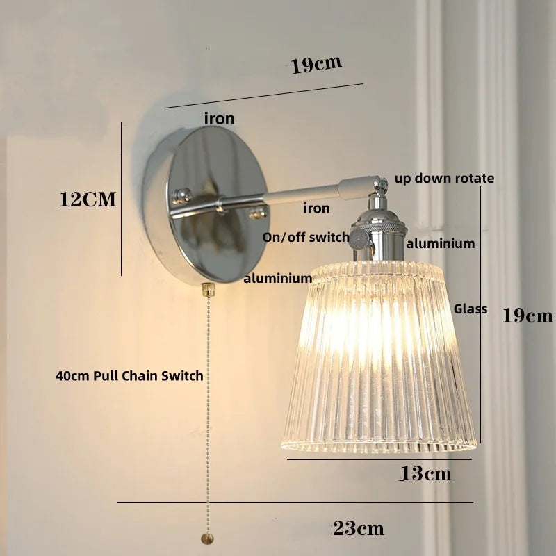 Helnys Clear Glass LED Wall Lamp for Dining Room, Aisle, Bar - Up Down Rotate