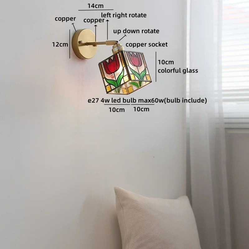 Helnys LED Glass Wall Lamps for Kids Bedroom, Nordic Design Mirror Light
