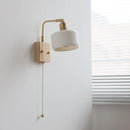 Helnys White Ceramic LED Wall Sconce Rotatable Modern Pull Chain Vanity Light