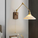 Helnys Copper Swing Arm LED Wall Light with Pull Chain Switch and Walnut Canopy