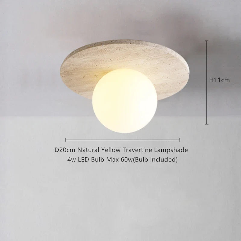 Helnys Yellow Travertine LED Ceiling Light - Wabi Sabi Home Decor