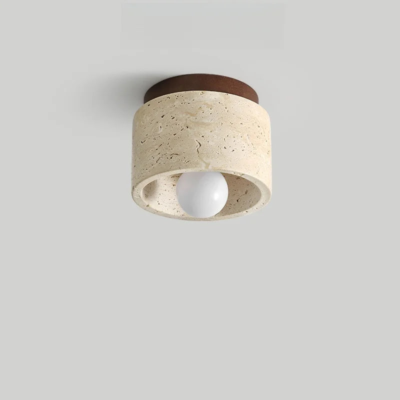 Helnys Stone LED Ceiling Lamp Yellow Travertine Indoor Decor Light Fixtures