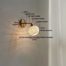 Helnys Ceramic Vintage LED Wall Light Bathroom Round Design Pull Chain Bedside Lamp