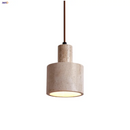 Helnys Nordic Stone Pendant Light Fixture - Yellow Travertine Bamboo Accent