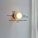 Helnys Nordic LED Wall Sconce Walnut Glass Ball Pull Chain Switch Wall Light