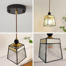 Helnys Clear Glass LED Pendant Light Hanging Fixture Adjustable Copper Wood Glass_Luminaire