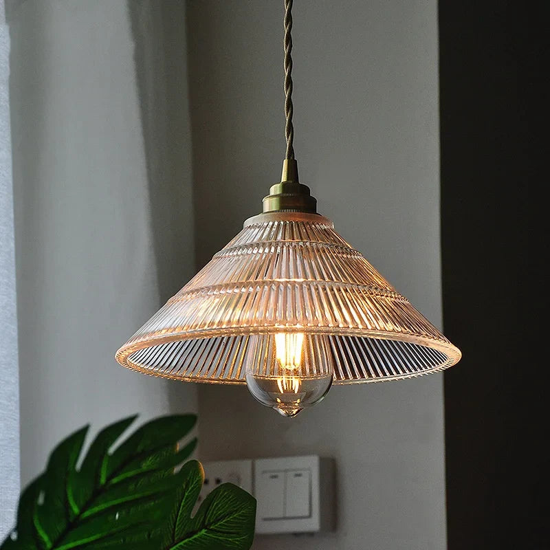 Helnys Nordic LED Glass Pendant Light Fixture Adjustable Wire Walnut Lamp