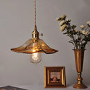 Helnys Amber Glass Pendant Light with Copper Knob Switch - Vintage Loft LED Fixture