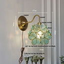 Helnys Vintage Style Blue Flower Glass Wall Sconce LED Lamp