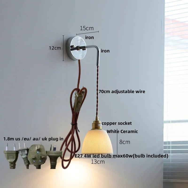 Helnys Ceramic LED Wall Lamp Modern Nordic Style Adjustable Home Decor