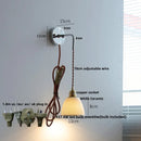 Helnys Nordic LED Wall Light Pull Chain Switch Adjustable Sconce White Ceramic