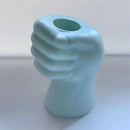 Helnys Hand Shape Flower Vase, White Imitation Ceramic Pot for Modern Home Decor