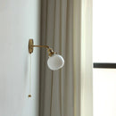 Helnys Glass LED Wall Sconce with Pull Chain Switch - Modern Nordic Bathroom Mirror Light