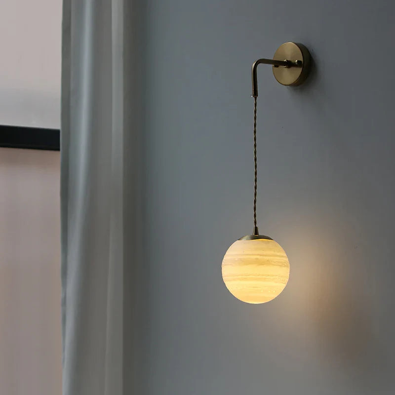 Helnys Moon ABS LED Wall Light Fixture Adjustable Nordic Modern Bedside Lamp
