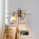 Helnys Walnut Canopy Copper LED Wall Lamp with Rotate Ceramic Lampshade