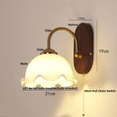 Helnys Wooden LED Wall Light Fixture with Pull Chain Switch