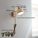 Helnys Globe Ceramic LED Wall Light Walnut Wood Sconce with Pull Chain Switch