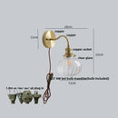 Helnys Green Class Ball LED Wall Light Fixture - Copper Socket Pull Chain Switch