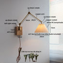 Helnys Nordic LED Wall Light White Umbrella Style Swing Copper Arm Bedside Lamp