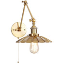 Helnys Gold Industrial LED Wall Lamp with Pull Chain Switch