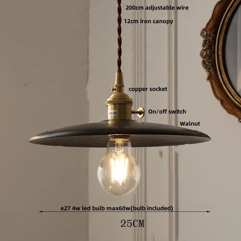 Nordic Modern LED Pendant Light with Wood and Glass Lampshade by Helnys
