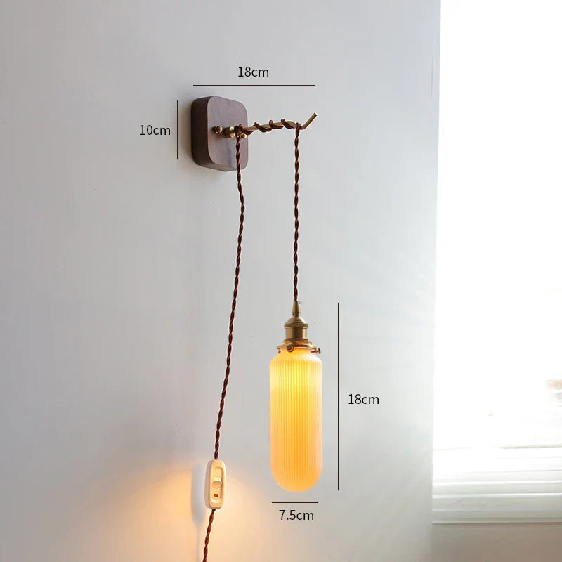 Helnys Walnut Wood LED Wall Light Fixture Indoor Living Bedroom Lamp