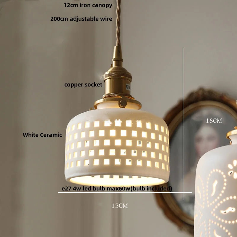 Helnys Ceramic Flower Pendant Light - Nordic Modern LED Hanging Lamp