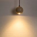 Helnys Yellow Travertine Globe LED Pendant Light for Bedroom Living Room