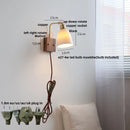 Helnys Glass Ceramic LED Wall Sconce Walnut Wood Modern Rotatable Mirror Light