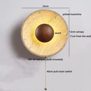 Helnys Round Canopy LED Wall Light Yellow Travertine Stone Bedside Lamp