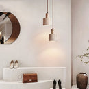 Helnys Nordic Stone Pendant Light Fixture - Yellow Travertine Bamboo Accent