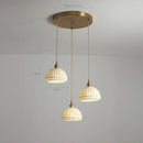 Helnys White Ceramic LED Pendant Lights - Nordic Modern Copper Hanging Lamp