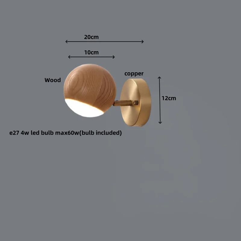 Helnys LED Wall Sconce Walnut Wood Base Modern Art Lamp