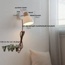 Helnys Modern Wood White Ceramic Wall Light Sconce Rotation Bedside Lamp