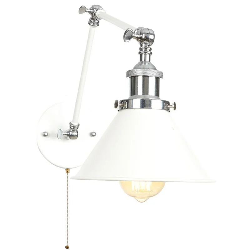 Helnys Vintage White LED Wall Sconce with Pull Chain Switch