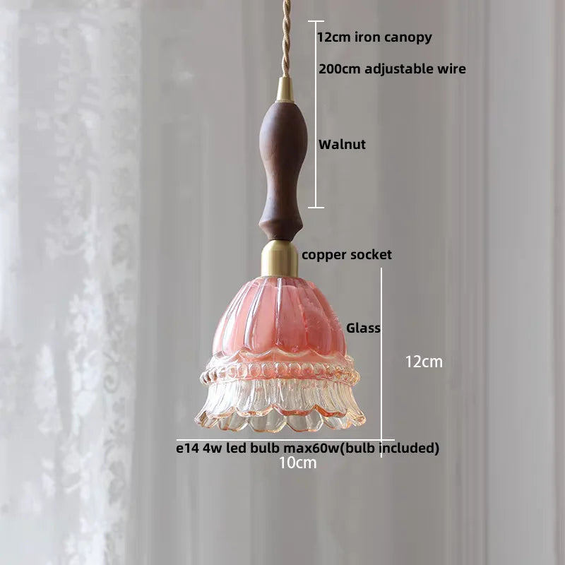 Helnys Amber Copper LED Pendant Lights Glass Hang Lamp - 200CM Wire Adjustable
