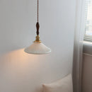 Helnys Ceramic Wood Copper LED Pendant Light Stair Bar Bedroom Cafe Hanging Lamp