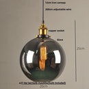 Helnys Vintage Copper LED Pendant Lamp Amber Glass Hanging Lights