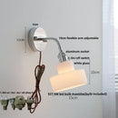 Helnys Glass Wall Sconce Pull Chain LED Light Modern Nordic Colorful Bedside Lamp