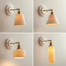 Helnys Ceramic LED Wall Light with Knob Switch, Nordic Japanese Style Sconce