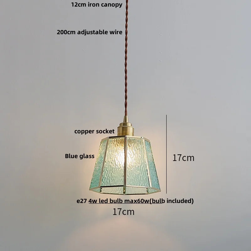 Helnys Blue Glass LED Pendant Light - Nordic Modern Hanging Lamp