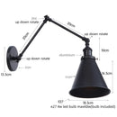 Helnys Industrial Black Swing Arm LED Wall Sconce Vintage Loft Plug-In Lamp