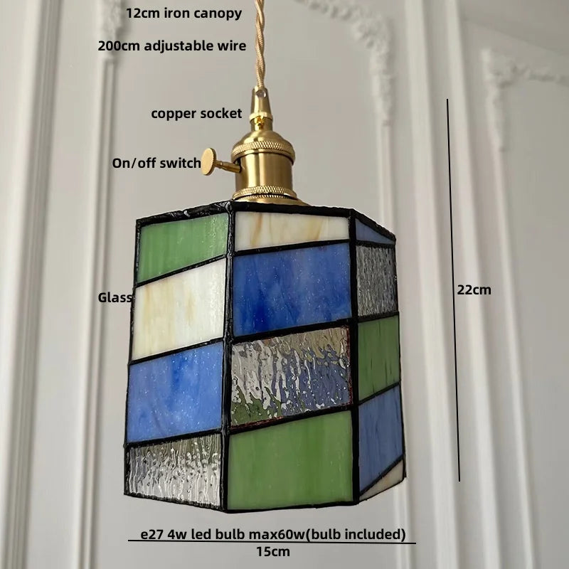 Helnys Gray Glass LED Pendant Light with Iron Canopy, Knob Switch
